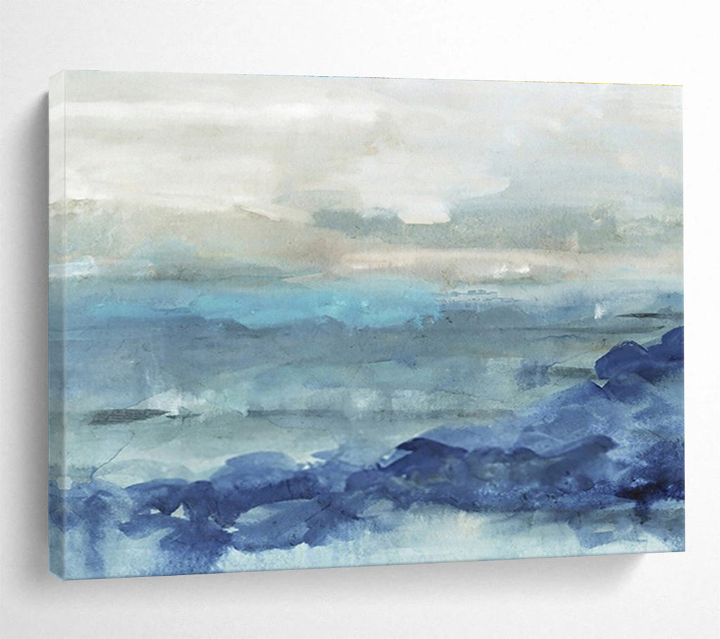 “Blue - Gray Horizons” - Minimalist Landscape Painting On Canvas DKS414