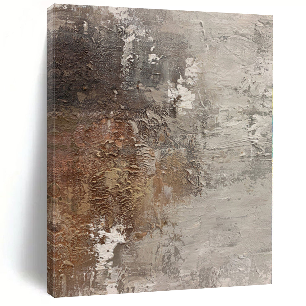 “Gray - Brown Textured Abstract” - Rustic Abstract Painting On Canvas PS0116