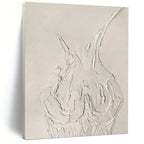 “White Textured Vase Abstract” - Sculptural Plaster Painting On Canvas PT0990