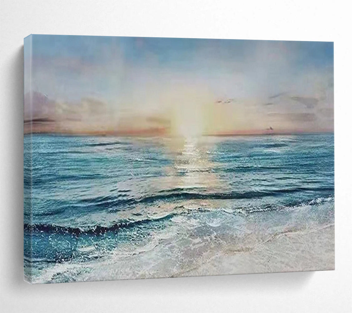 “Sunset Sea Horizon” - Realistic Landscape Painting On Canvas PT258