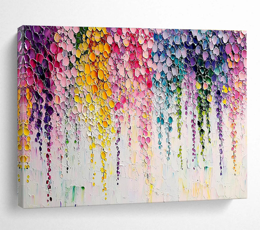 “Rainbow - Drip Floral Cascade” - Abstract Acrylic Painting on Canvas DKS905