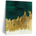 “Green - Gold Abstract” - Abstract Expressionist Painting On Canvas PT1335