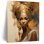 “Golden Grace” - Cultural Elegance in Warm Tones Painting On Canvas DS125