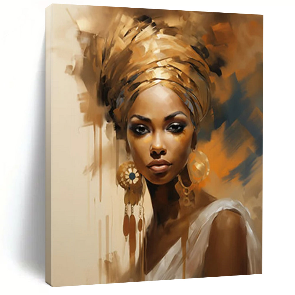 “Golden Grace” - Cultural Elegance in Warm Tones Painting On Canvas DS125