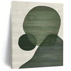“Green Geometric Shapes” - Green, White Abstract Geometric Painting On Canvas PS0593