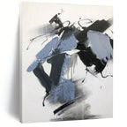 Black, Gray, Blue Dynamic Swirls “Midnight Current” - Painting On Canvas PS0795