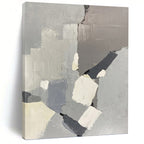 “Gray - Toned Abstract Blocks” - Minimalist, Geometric - Shaped Painting On Canvas PT1586