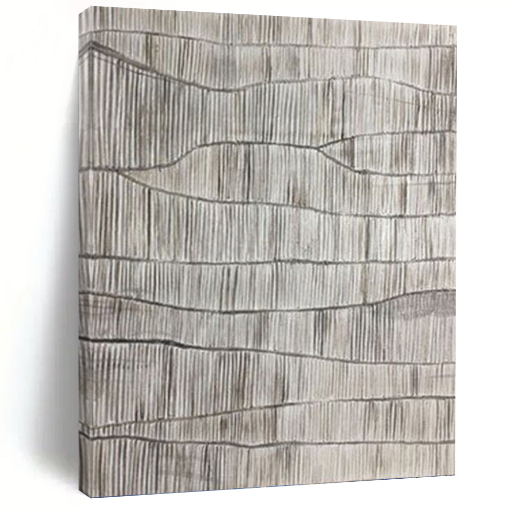 “Monochrome Textured Waves” - Monochromatic Abstract Painting On Canvas PT1042