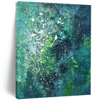“Teal and Green Splatter Abstract” - Abstract Expressionist Painting On Canvas PT1029