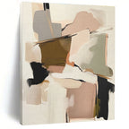 “Blush & Neutral Geometric Abstraction” - Blush, Beige, Gray Abstract Geometric Painting On Canvas PS0755