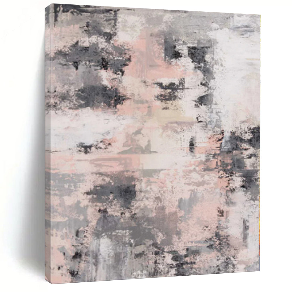 “Muted Pink - Gray Abstract Fusion” - Subtle Abstract Painting On Canvas PS0051