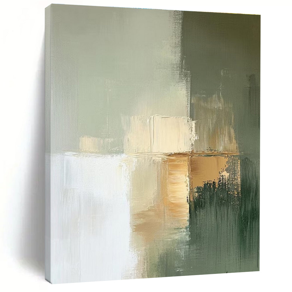 “Neutral Tones Abstract” - Green, Beige, Gray Abstract Minimalist Painting PS0770