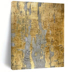 Gold and Gray Textured, "Gilded Memories" – Mixed - Media Abstract On Canvas PS0888