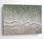 “Green - White Textured Beach” - Aerial Perspective “Wave Ripple” Painting On Canvas PT1667
