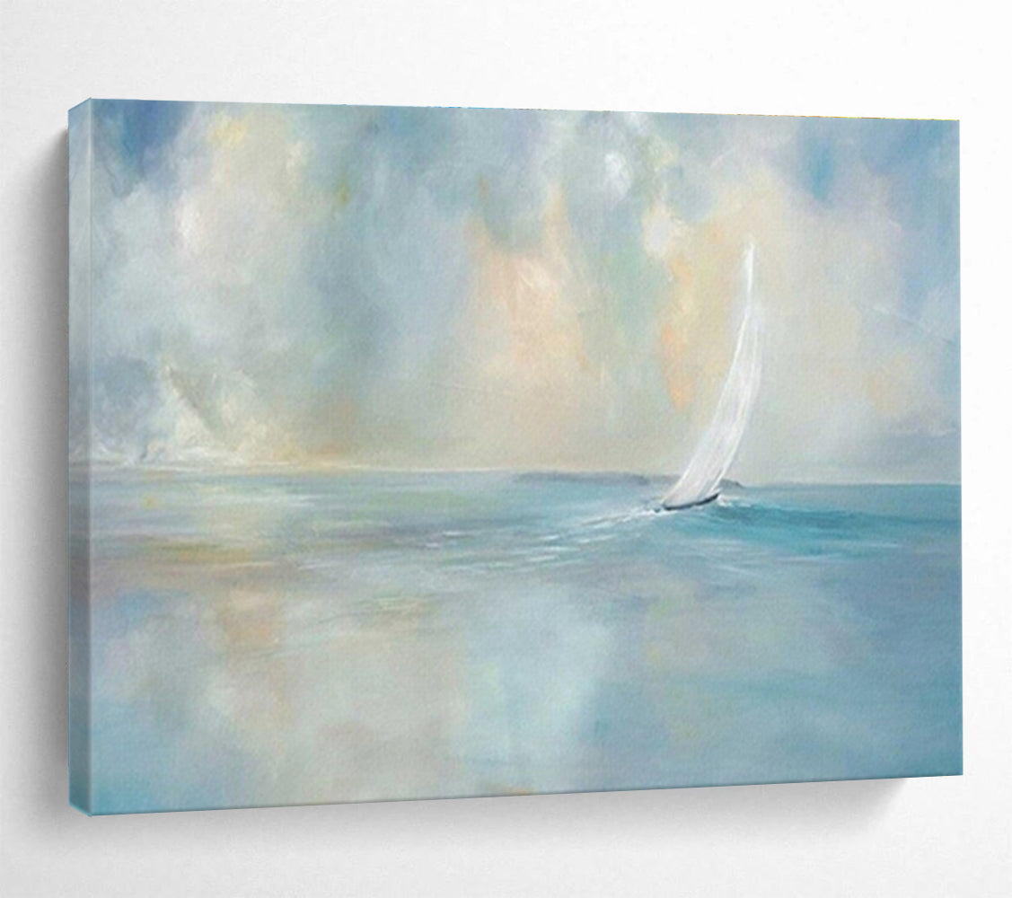 “Sailboat Serenity” - Impressionistic Seascape Painting On Canvas DKS436