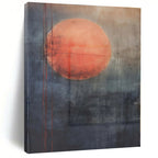 “Red - Gray Abstract Sun” - Red, Gray Abstract Painting On Canvas PS0452