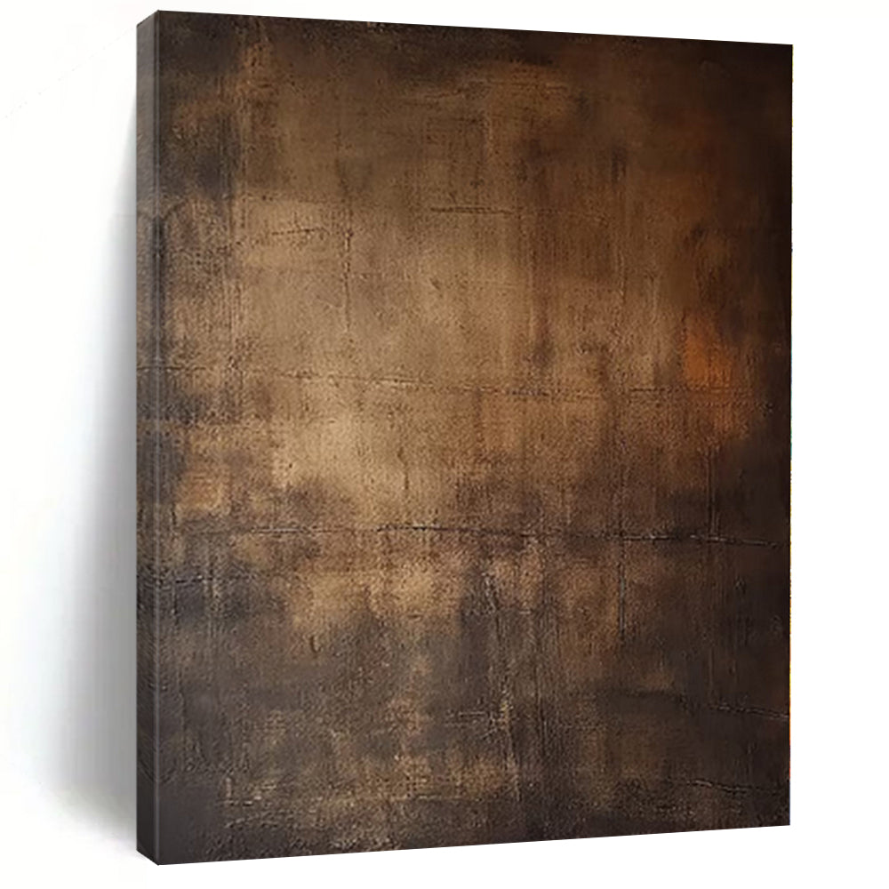 “Dark Brown Textured Abstract” - Rustic Abstract Painting On Canvas PS0097