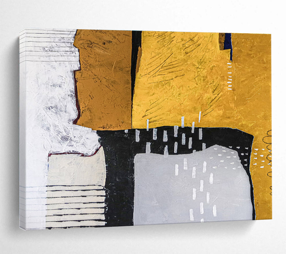 “Gold and Black Geometric Abstract” - Abstract Painting on Canvas DKS574