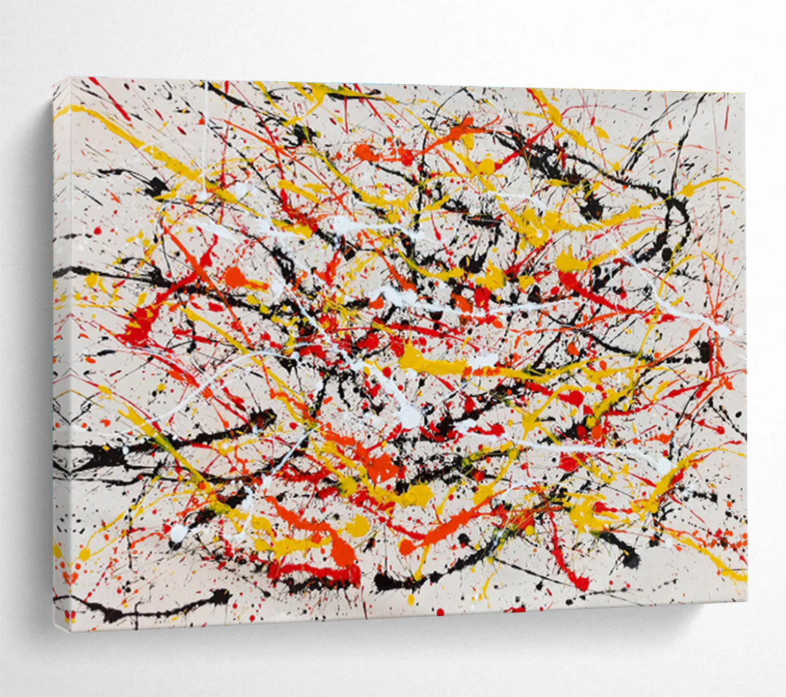 “Yellow - Red Splatter Dynamism” Painting On Canvas DKS303