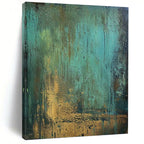 “Teal - Gold Textured Fusion” - Textured Abstract Painting On Canvas PT1194