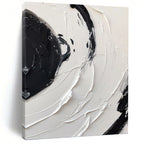 “Swirling Black - White Textures” - Abstract, Dynamic - Textured Painting On Canvas PT1677