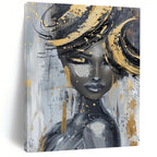 “Abstract Woman with Gold Accents” - Expressive Acrylic Painting On Canvas PT2196
