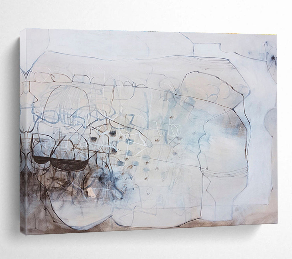 Monochrome Abstract with Shapes Painting On Canvas DKS080