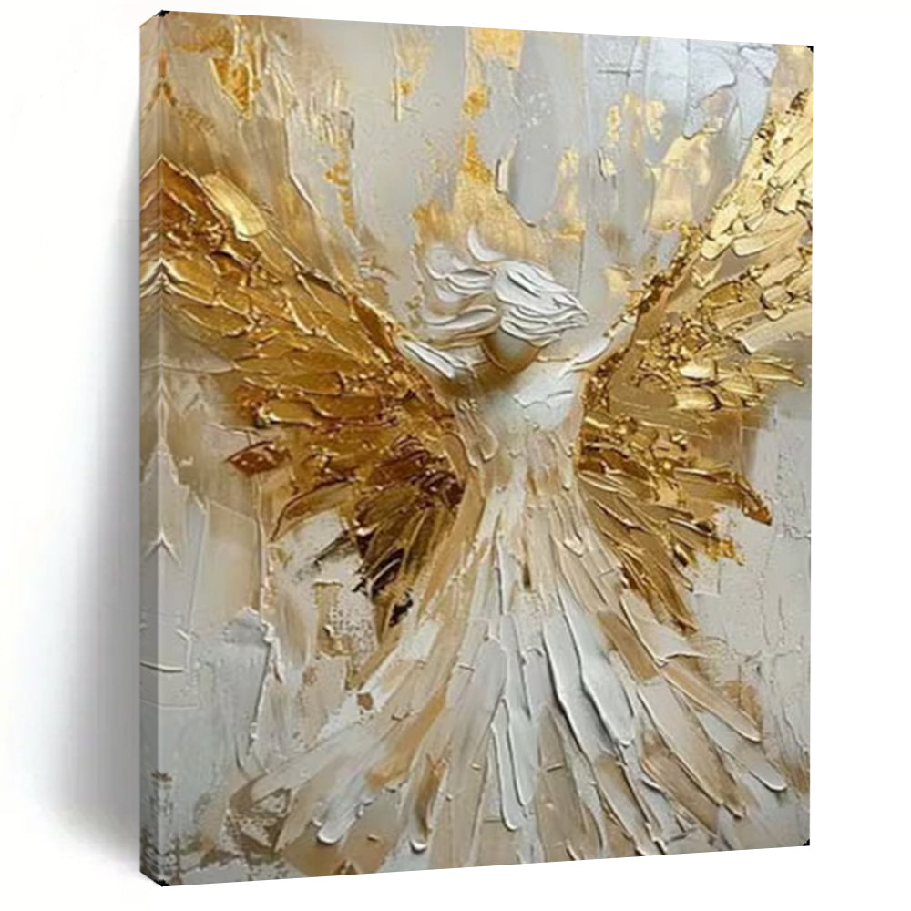 Gold & White Angel, Textured Impasto, Painting On Canvas PT2135