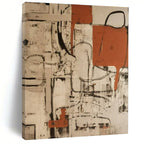 “Beige - Black - Orange Abstract Geometric Web” Painting On Canvas PS0835