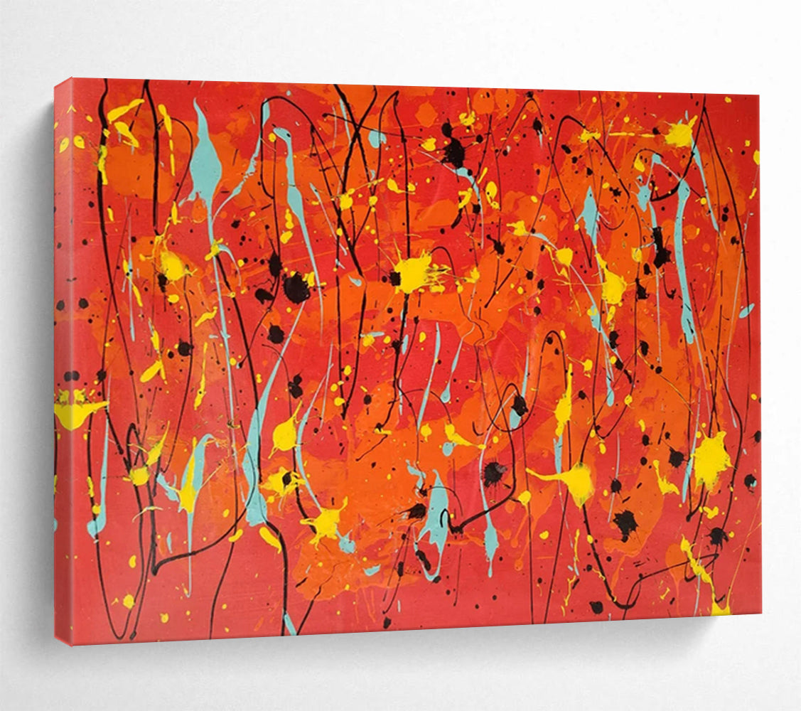 “Red - Yellow - Blue Drizzle” - Abstract Expressionist - Painting On Canvas PT1725