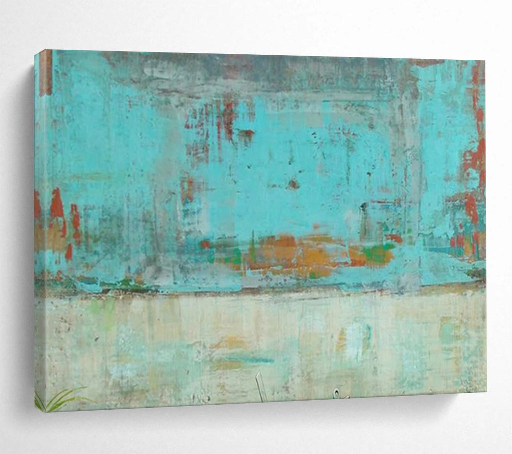“Turquoise - Toned Abstract Cityscape” - Urban Abstract Painting On Canvas PT1583