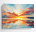 “Vibrant Sunset Seascape” - Realistic Seascape Painting, Great for Beach House & Home Office DKS622