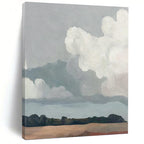 “Simple Skies & Plains” - Gray, White, Minimalist Landscape Painting On Canvas PT1463