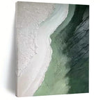 Textured Green and White, "Coastal Layers" – Textured Abstract Painting On Canvas PS0938