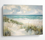 Coastal Serenity in Blue - Green Landscape Painting On Canvas DKS171