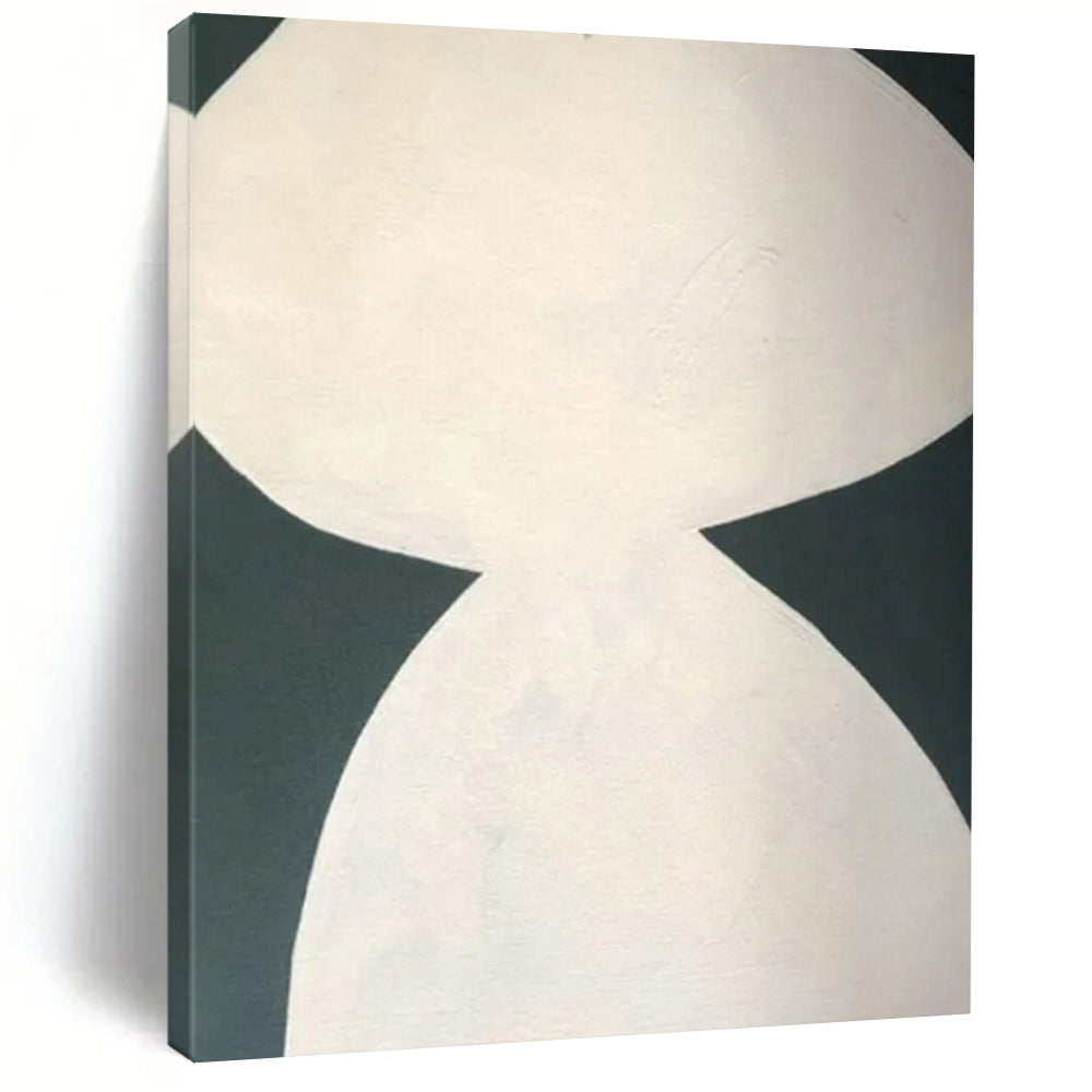White and Dark Green, "Balanced Shapes" – Minimalist Abstract Painting On Canvas PS0999