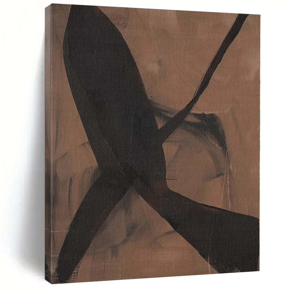 “Earthy Brown - Black Abstract Shapes” - Organic Abstract Painting On Canvas PS0267