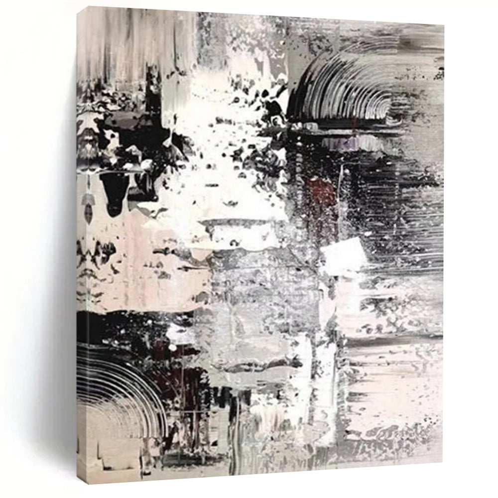 “Monochrome Meltdown: Black, White, Gray Abstract” - Dynamic Abstract Painting On Canvas DS392