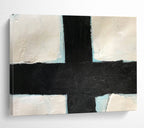 Bold Black - White Cross Abstract Painting On Canvas DKS180