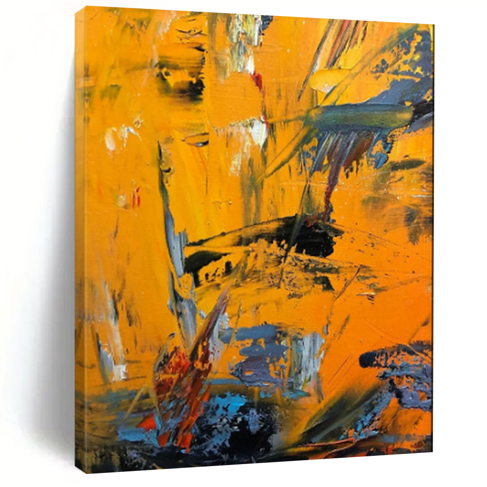 “Vibrant Orange - Blue Abstract” - Abstract Expressionist Painting On Canvas PT1966