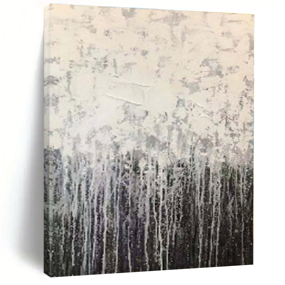 “Gray Drip Gradient” - Gray, Black, White Abstract Drip Painting On Canvas PS0566