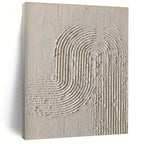 “Textured White Curved Lines” - White, Light - colored Abstract Textured Painting PS0596
