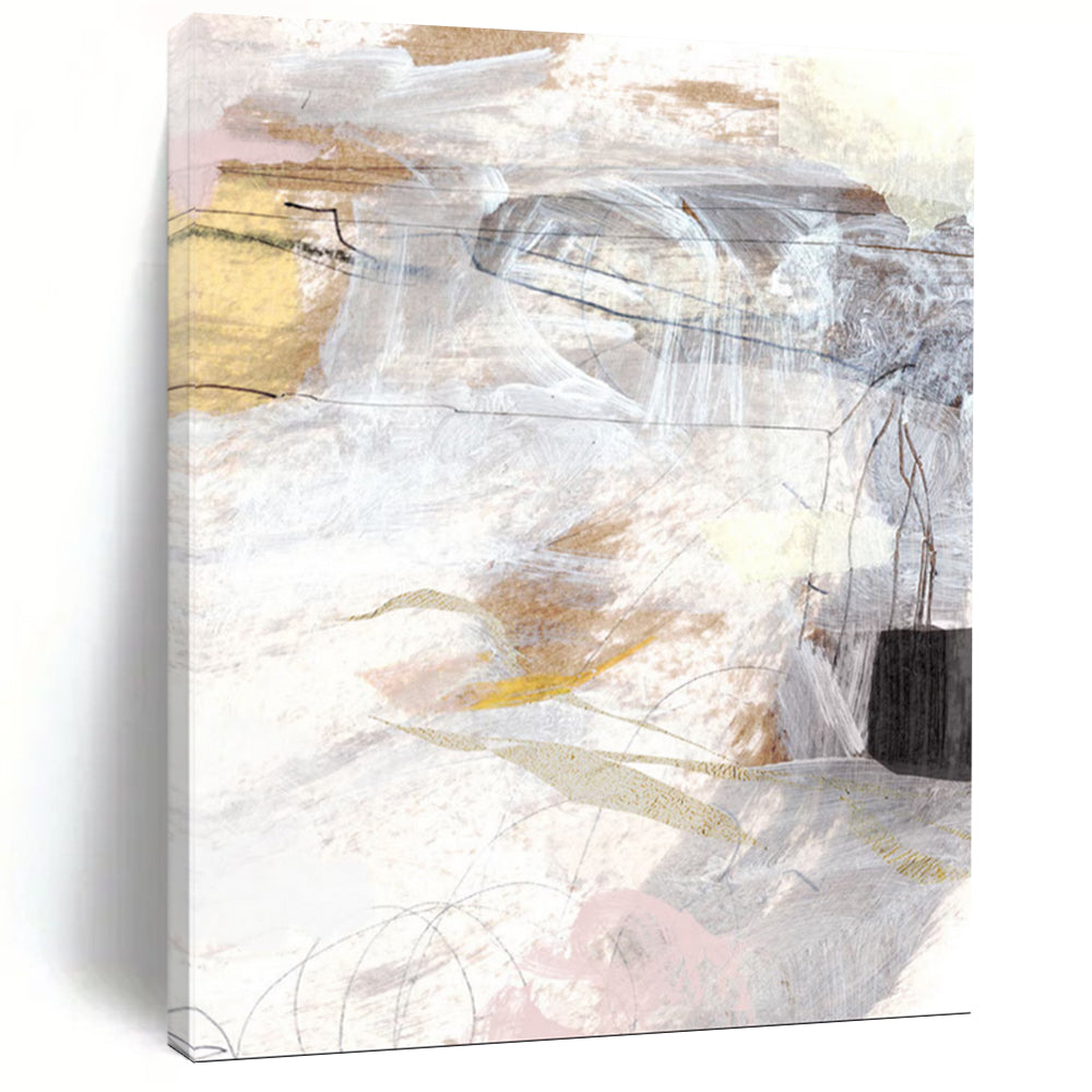 “Neutral Tones & Delicate Lines Abstract” - Earthy Hues with Subtle Details Painting On Canvas DS212