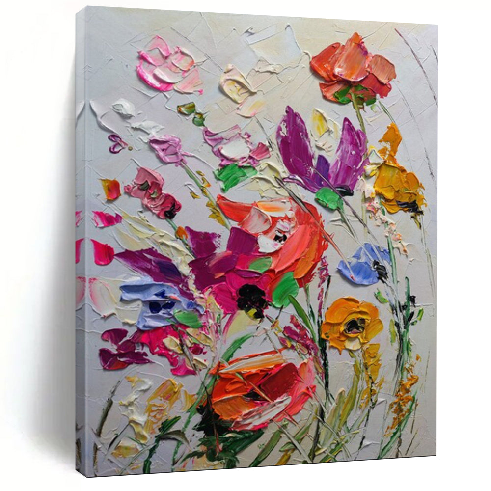 “Impasto Floral Burst - Bold Blooms & Thick Paint” Painting On Canvas DS265