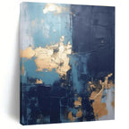 “Teal - Navy - Gold Abstract Textured Splashes” Painting On Canvas PS0837