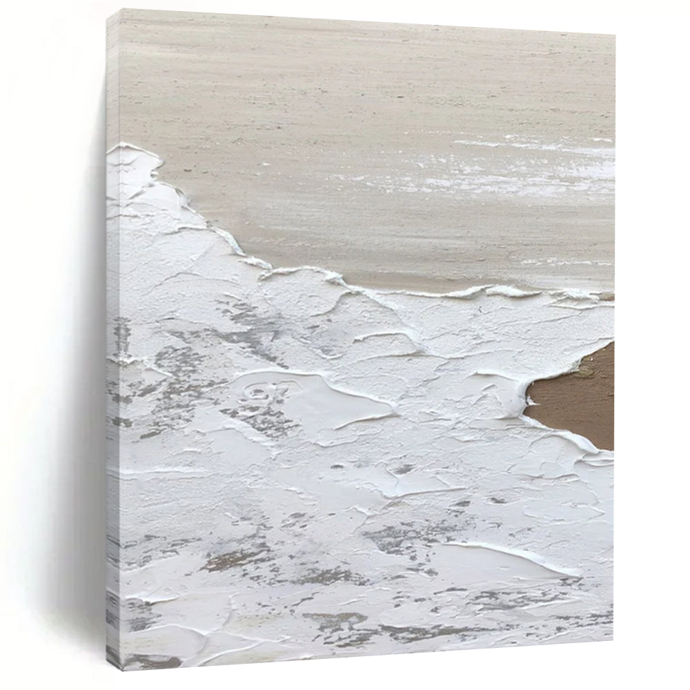 “White and Beige Textured Layers” - Layered Abstract Painting On Canvas DS374