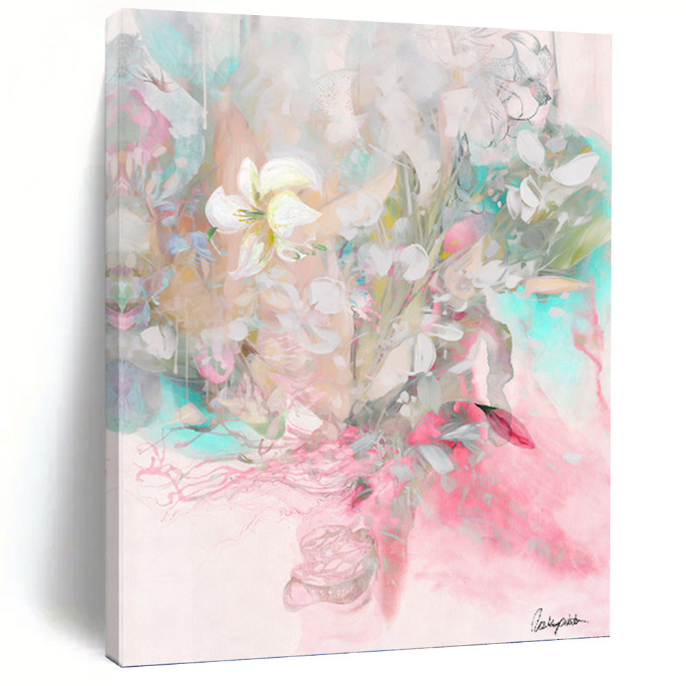 “Pastel Floral Watercolor” - Dreamy Bouquet Watercolor Painting On Canvas PT1084