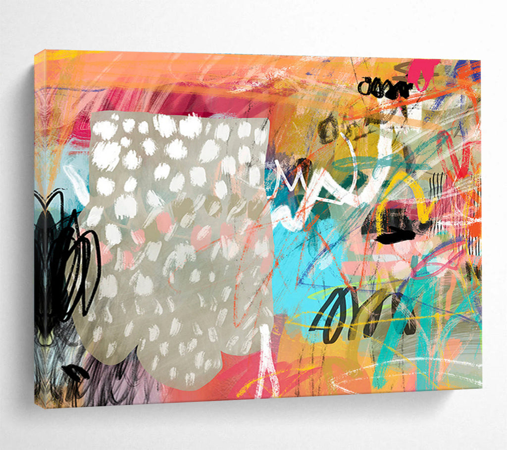Colorful Mixed - Media Abstract Painting On Canvas DKS068