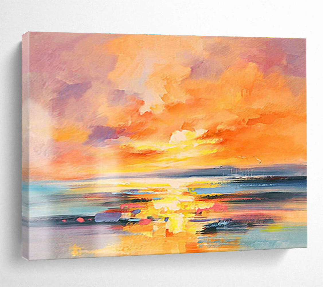 “Vibrant Sunset Seas” - Impressionistic Landscape Painting On Canvas DKS419