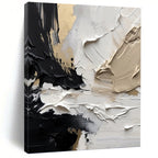“Black - White - Gold Textured Art” - Bold Abstract Painting On Canvas PT1025